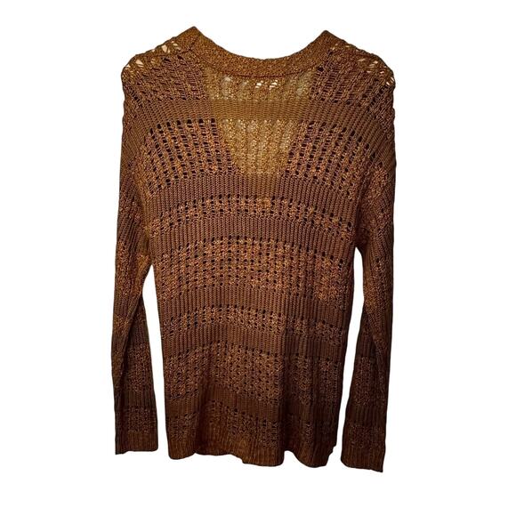 Mudd Y2K 90s Open Knit Cardigan Beachy Sweater Womens L Button Front Crochet - Picture 3 of 5